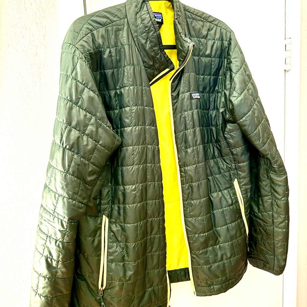 Patagonia Nano Puff Jacket Green and Yellow EUC